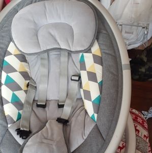 dream on me zazu cradling swing in grey and pink